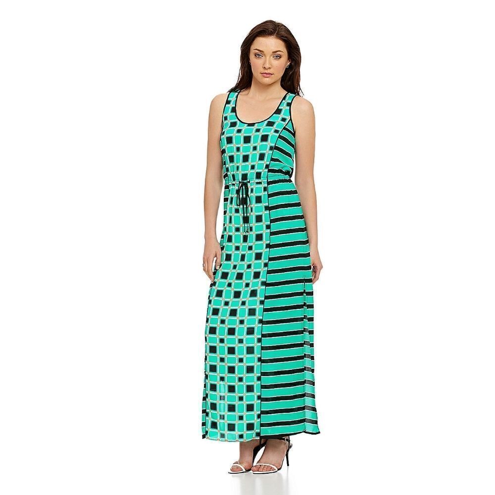 New! MICHAEL KORS Women's Geometric Print Maxi Dress Side-Slit Size Small - Picture 4 of 6
